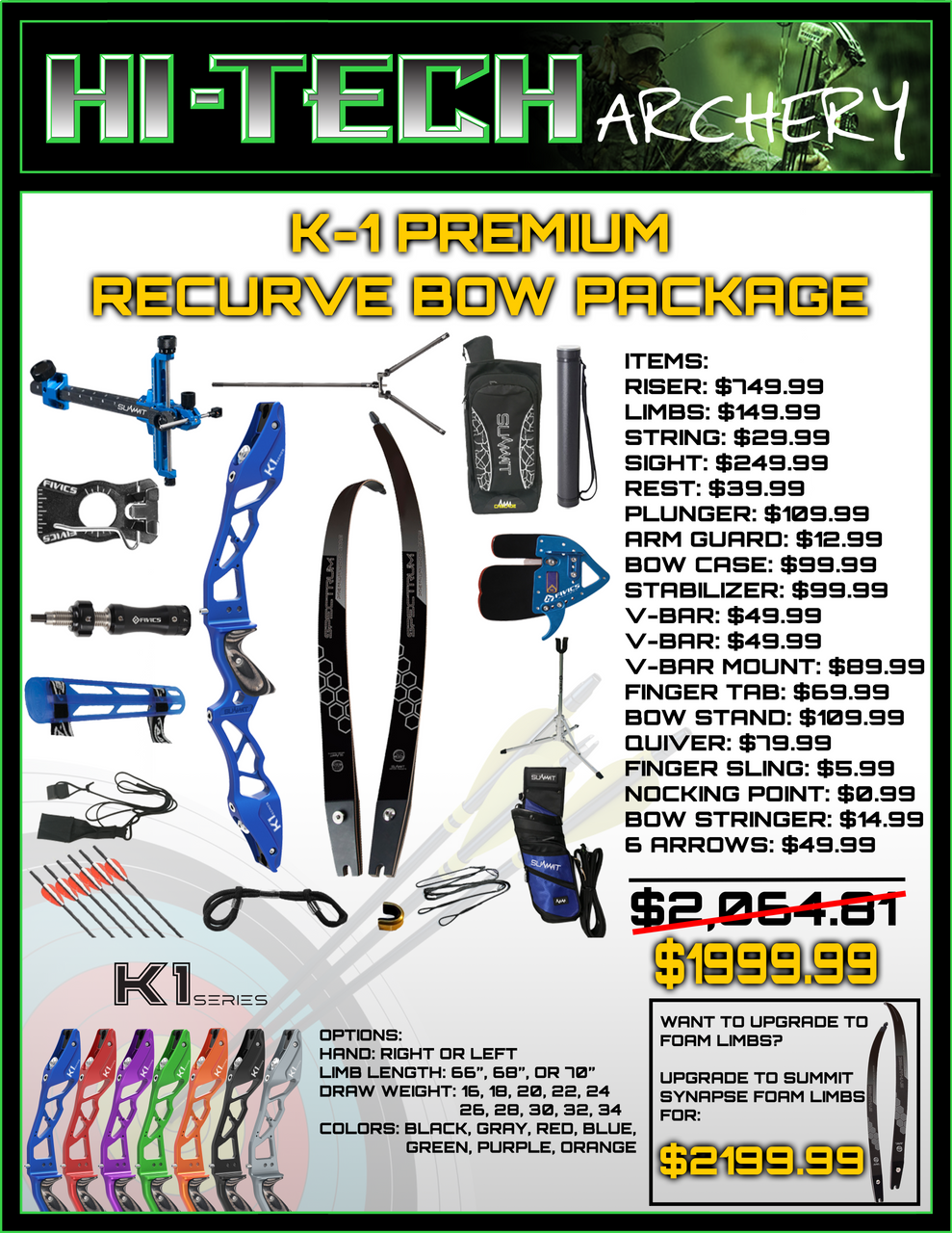 Summit K1 Premium Competition Recurve Bow Package