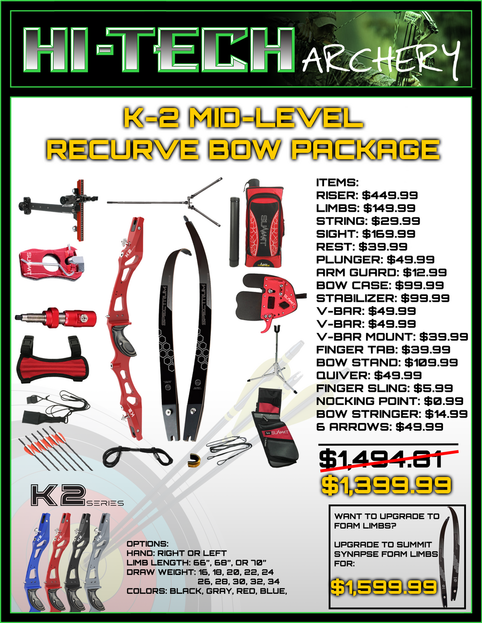 Summit K2 Intermediate Competition Recurve Bow Package