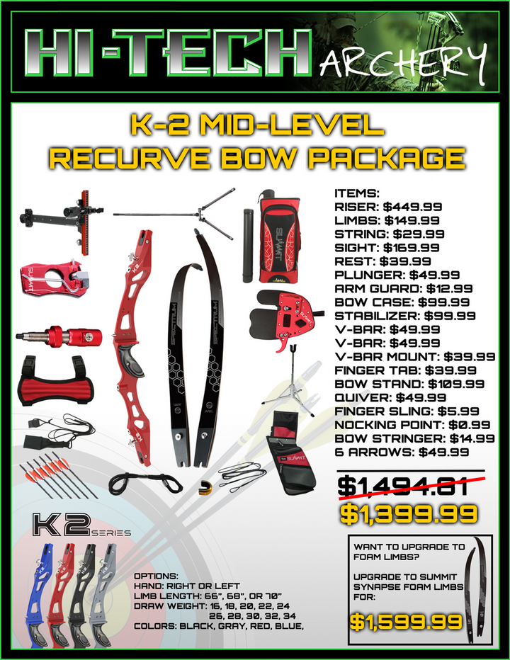 Summit K2 Intermediate Competition Recurve Bow Package