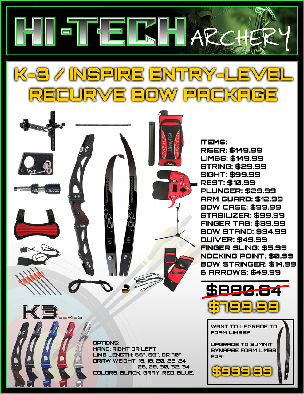 3ht Sumit Summit K3 Entry Level Recurve Bow Package – Hi-Tech Archery